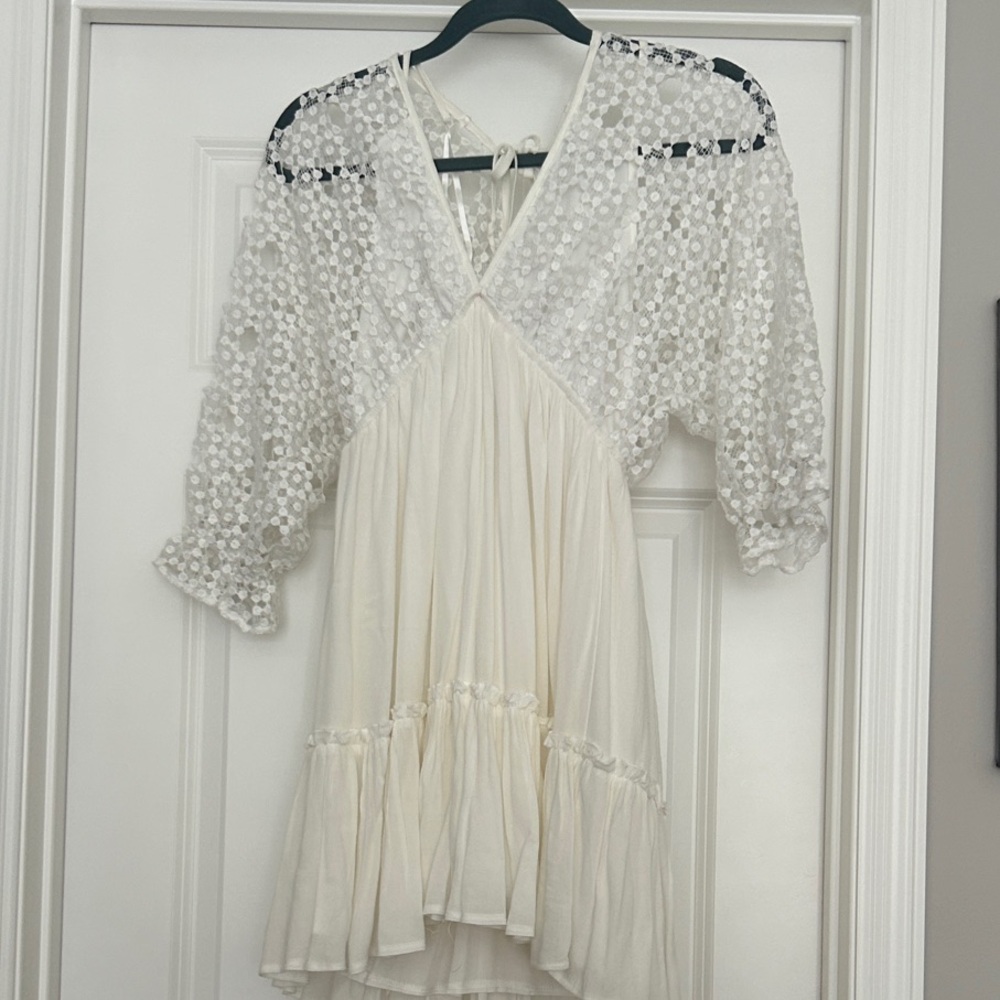 Petal & Pup White Lace Mini Dress